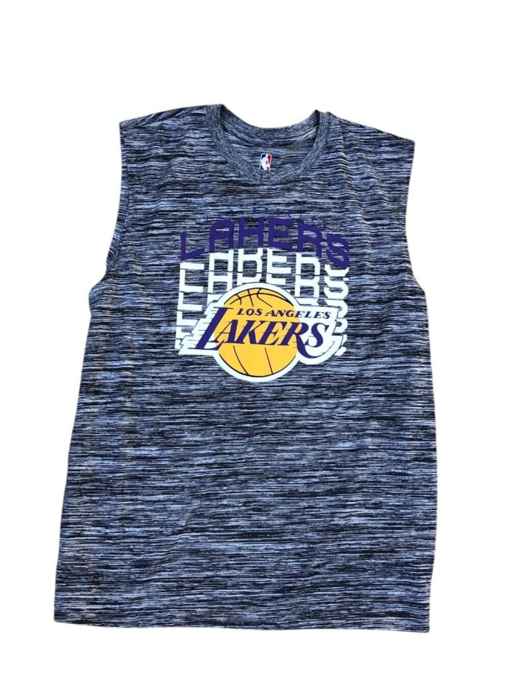 NBA Los Angeles Lakers Sleeveless Shirt Mens LARGE Grey Moisture Wicking NBA Top